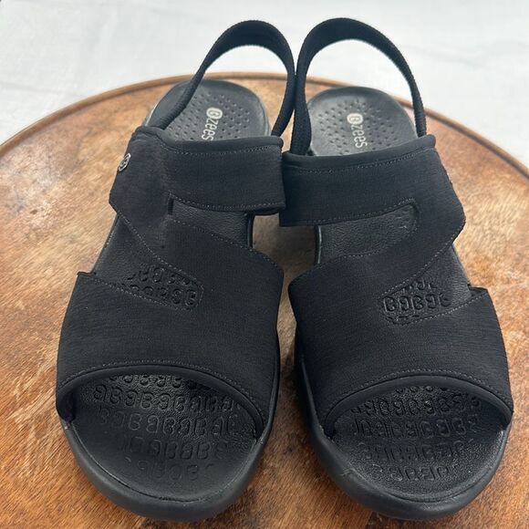 Bzees Sandals Wm 11M Cleo Black Elastic Slingback Strappy Open Toe Comfort - Picture 3 of 13